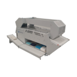 Foltex FlexFold GT200 vouwmachine met gevouwen textiel op de afvoerband